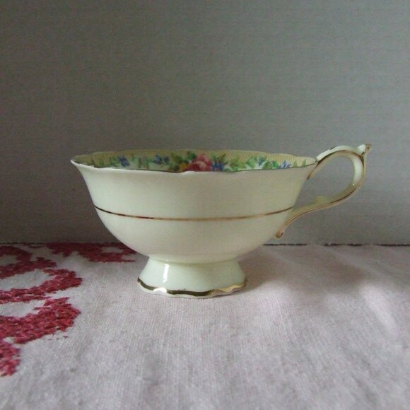 Paragon Minuet teacup and saucer vintage 1940s fine bone china pink blue flowers - Picture 6 of 11